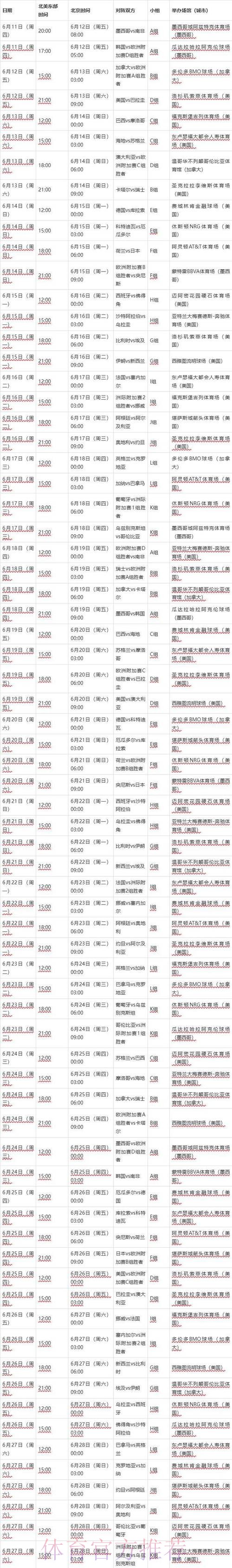2026世界杯完整赛程最新完整安排官网入口
